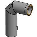 Isoleret knærørs bøjning 2x45° - 700x500mm - Ø150mm med dør - sort - 06/06MM