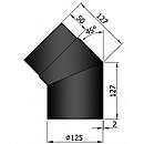 Røgrør bøjning kort 45gr 148x148mm Sort - Ø125mm