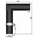 Knæ røgrør 2x45gr. med klap og spjæld - 700x500mm  - sort - Ø150mm