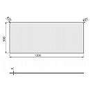 Glasgulvplade rektangut m/afr. hjørner - 6mm - A:50 x B:120cm - R20mm