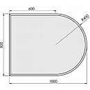 Halvrund glasgulvplade m.facet - 6mm - A:80 x B:100cm