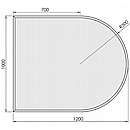 Halvrund glasgulvplade m.facet - 6mm - A:100 x B:120cm