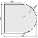 Halvrund glasgulvplade m.facet - 6mm - A:100 x B:110cm