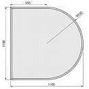 Halvrund glasgulvplade m.facet - 6mm - A:110 x B:110cm