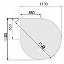 Glasgulvplade dråbeformet m.facet - 6mm - A:110 x B:110 x c:55cm