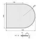 Halvrund glasgulvplade m.facet - 8mm - A:100 x B:120cm