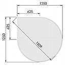 Glasgulvplade dråbeformet m.facet - 8mm - A:125 x B:125 x c:62,5cm
