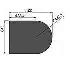 Halvrund stålgulvplade - 2mm - sort - A:85 x B:110cm