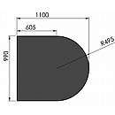 Halvrund stålgulvplade - 2mm - sort - A:100 x B:110cm
