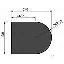 Halvrund stålgulvplade - 2mm - sort - A:100 x B:125cm