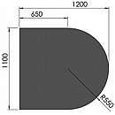 Halvrund stålgulvplade - 2mm - sort - A:110 x B:120cm