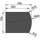 Stålgulvplade m flad bue - 2mm - sort - A:80 x B:100cm