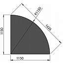 Kvartcirkel stålgulvplade - 2mm - sort - A:115 x B:115cm