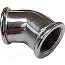 Messing Vinkel 45 gr. Muffe/Muffe (Forkromet)
