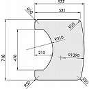 Formskåret glasplade 6mm - 710x577mm. Pa...
