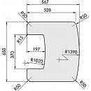 Formskåret glasplade - B650 x D567 mm