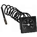 Fjerntermometer - indv.byggemål 49x49mm / ø44mm, føler 1m - 0-120 gr.